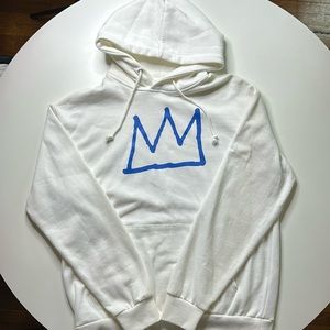 Amazing white size large forever 21 Jean- Michel Basquiat Art front and back